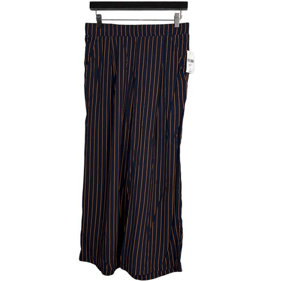 NEW! F21 Forever 21 Elastic Waist Ankle Pant Harem Stripe Loose Fit Casual - L - Picture 1 of 5
